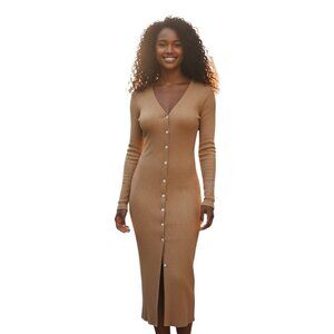 Abercrombie & Fitch Button Down Maxi Cardigan Camel Size XL Neutral Minimalist